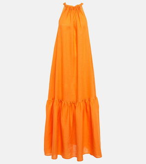Ibiza Halterneck Organic Linen Maxi Dress
