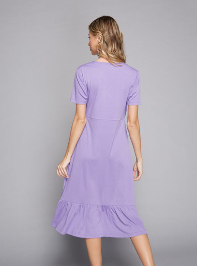Plain A-Line Midi Dress – Purple