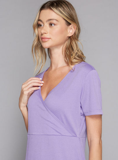 Plain A-Line Midi Dress – Purple