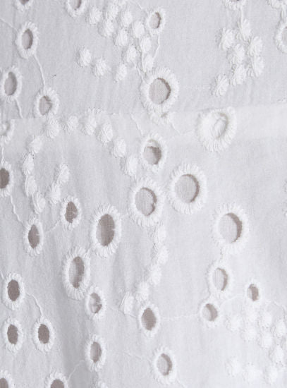 White Schiffli Tiered Maxi Dress with Sweetheart Neckline