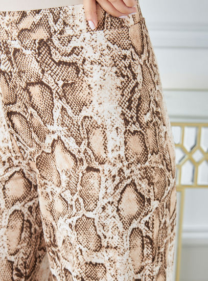 Animal Print Wide-Leg Crepe Pants