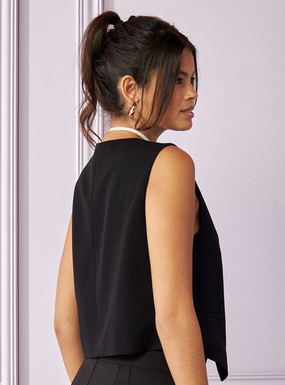 Tailored Button-Front Waistcoat – Black