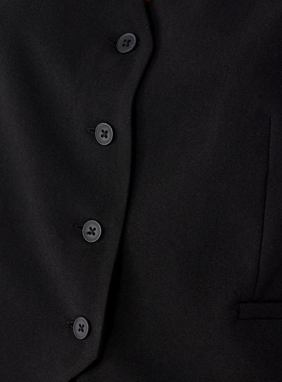 Tailored Button-Front Waistcoat – Black