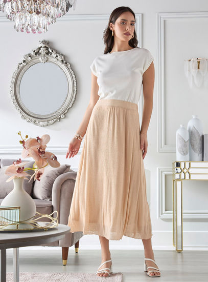 Textured Beige Maxi Skirt – Lightweight & Flowing