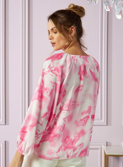 Marble Print Satin Top – Pink Elegance Edition