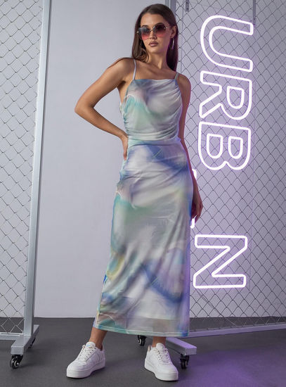 Iridescent Pleated Maxi Dress – Blue Dream Edition