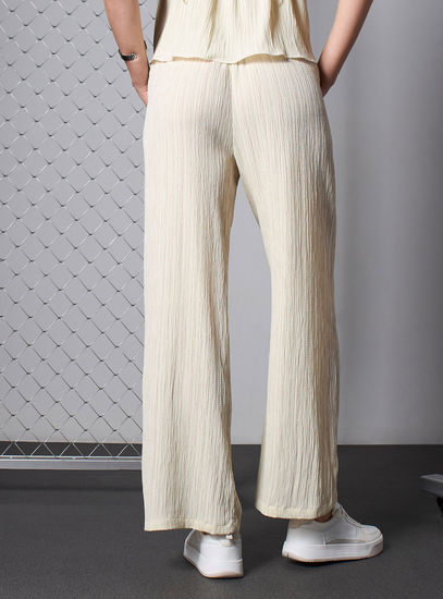 Textured Wide-Leg Pants – Cream