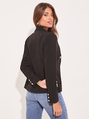 Black Military Tailored Button Blazer