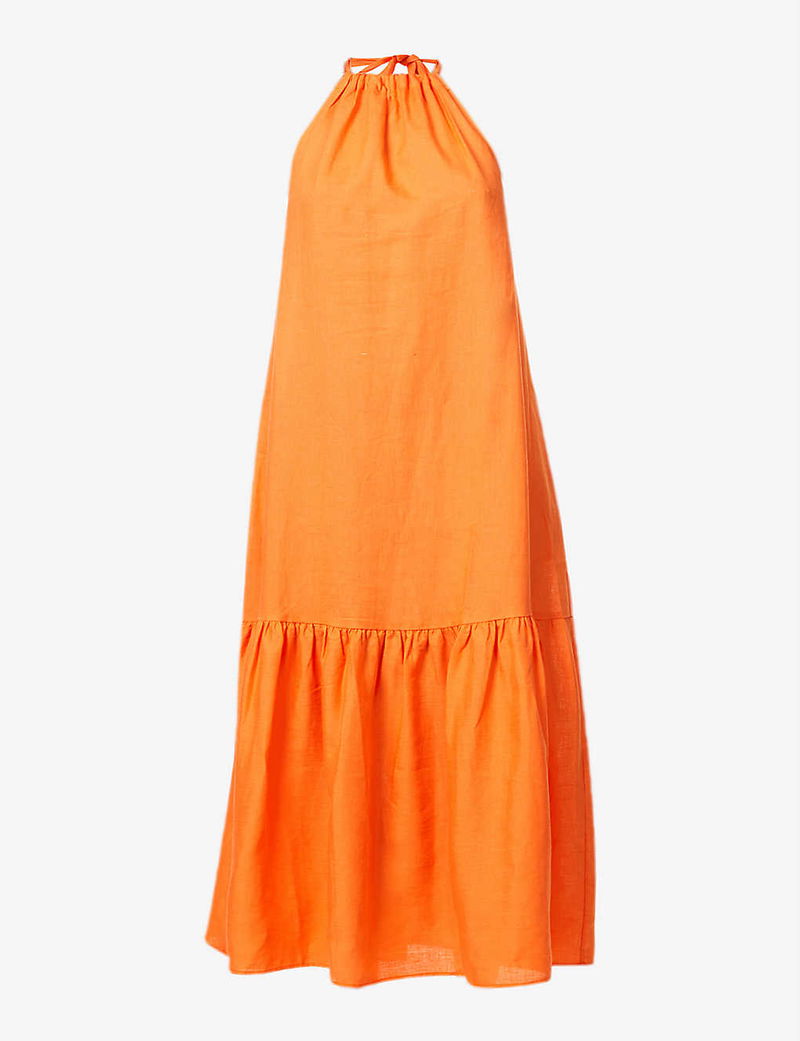 Ibiza Halterneck Organic Linen Maxi Dress