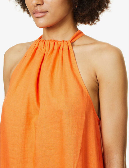 Ibiza Halterneck Organic Linen Maxi Dress
